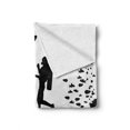 thumbnail image 2 of Dolphin Soft Flannel Fleece Throw Blanket, 2 Scuba Divers and Giant Fish Silhouette Swimming Close to the Reef Monochrome, Cozy Plush for Indoor and Outdoor Use, 70" x 90", Black White, by Ambesonne, 2 of 6