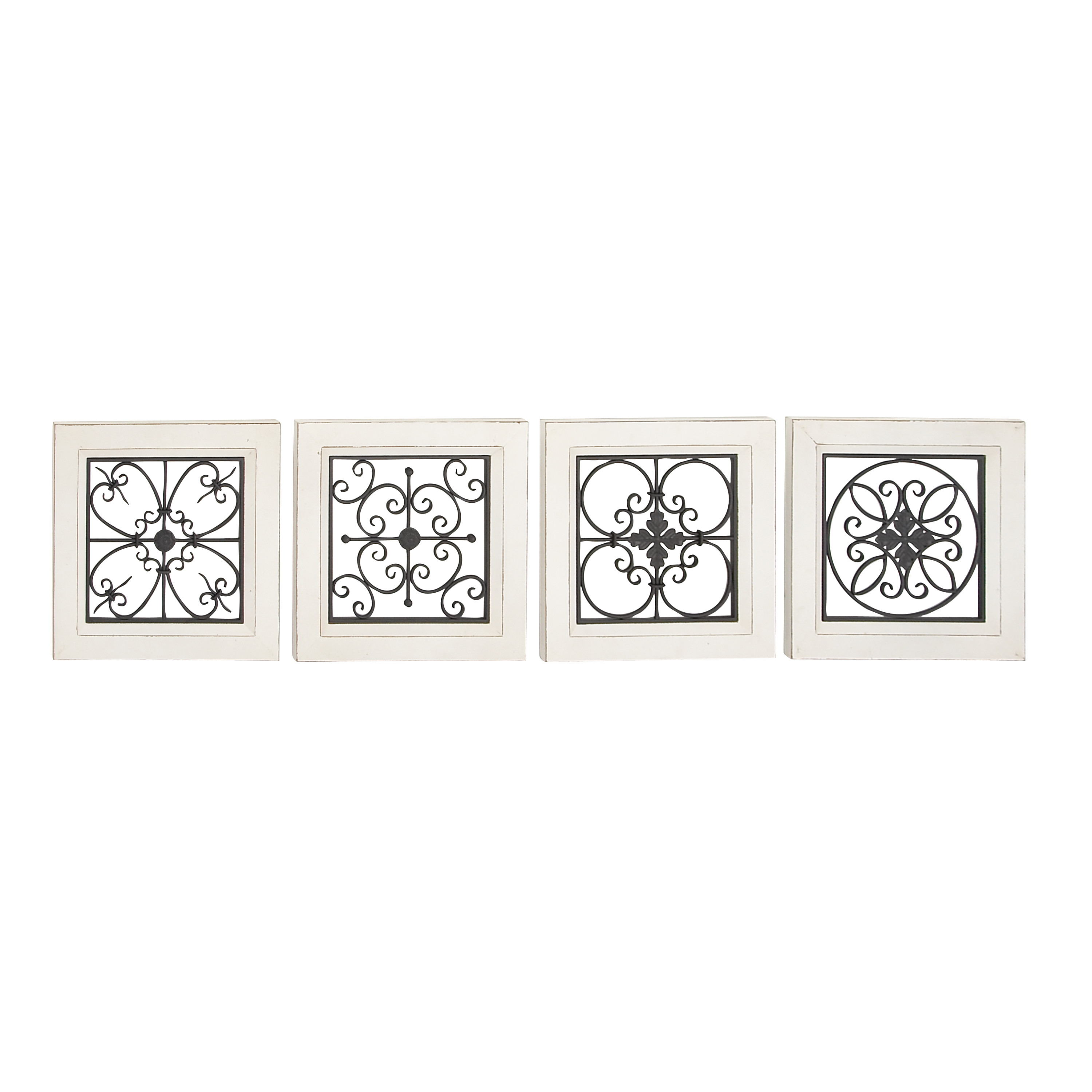 DecMode White Wood Scroll Wall Decor with Metal Relief (4 Count) - image 8 of 15