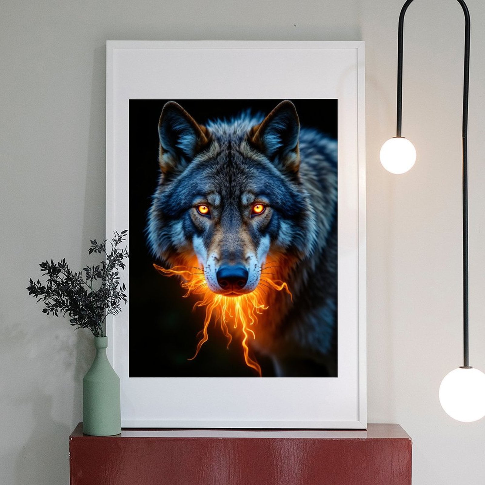 Diamond Art Kits for Adults - 5d Wolf With Glowing Eyes And Flames Diamond Painting for Adults, Diamond Art for Adults Beginners, Frameless Diamond Painting Kits for Adults for Home Wall Decor
