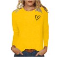 thumbnail image 1 of Besolor T-Shirts de la Saint-Valentin pour Femmes Imprimé Cœur Col Rond Manches Longues Tunique Décontractée Blouse Tee, 1 of 4