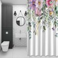 thumbnail image 4 of Purple Flower Shower Curtain for Bathroom Decor, Green Eucalyptus Leaves Wild Floral Spring Waterproof Fabric Shower Curtain, 72"x96" Set with 12 Hooks, 4 of 9