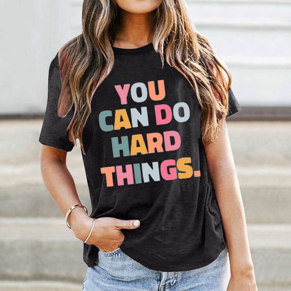 Women Tshirt School Season Teacher's Day Casual Versatile Letter Printed T Shirt Womens Tops Trendy Black L