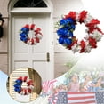 thumbnail image 2 of Lksixu Independence Day Patriotic Floral Wreath for Front Door, 15.7 inch Red White & Blue Silk Flowers Garland, 4th of July Realistic Artificial Flowers Wreath Welcome Door Hanging Ornaments for Wall, 2 of 9