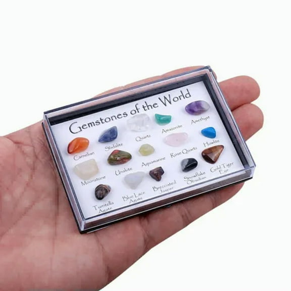 EOEMY Set Of 36 Rare Healing Crystal Natural Gemstone Reiki Chakra Collection Stone-Style 1- 15 Pcs/Set
