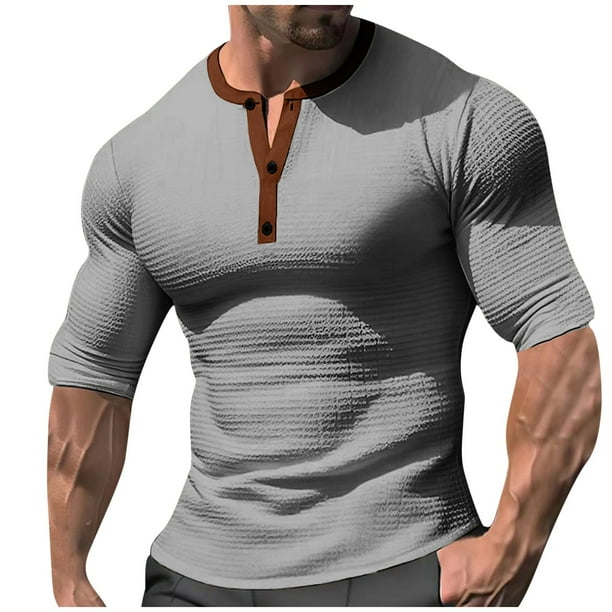 pstuiky Camisa de manga corta para hombre, Camisa de manga corta de color liso para hombre, camiseta de manga corta, camisa de manga corta con cuello abotonado. camisas casuales para hombre xxl
