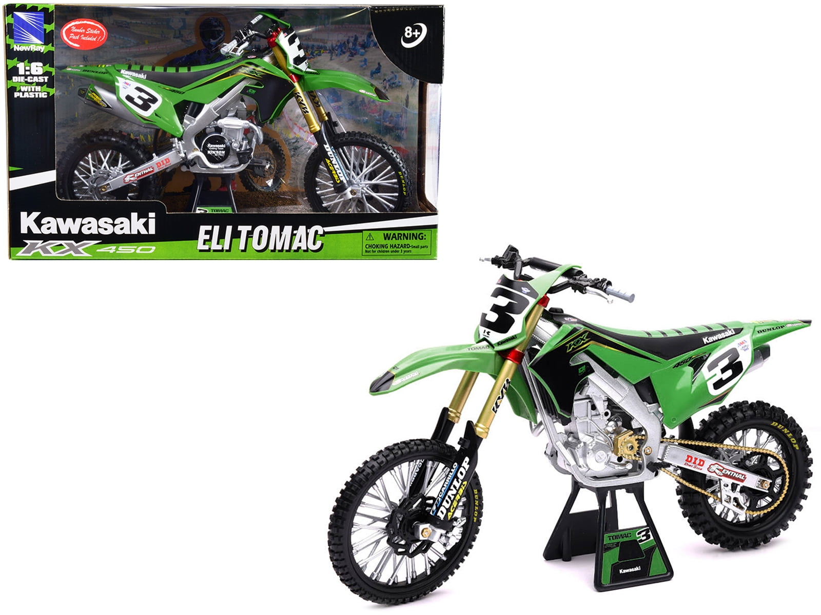NewRay 1:6 Scale Kawasaki Race Team Bike 2019 Eli Tomac Green