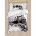 thumbnail image 3 of Ambesonne Western Old Wooden Wagons from 20's in Ghost Town Antique Wyoming Wheels Art Print Duvet Cover Set, 3 of 3