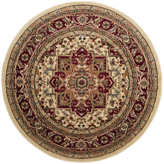 SAFAVIEH Lyndhurst Miranda Floral Area Rug, Ivory/Red, 6' x 6' Round