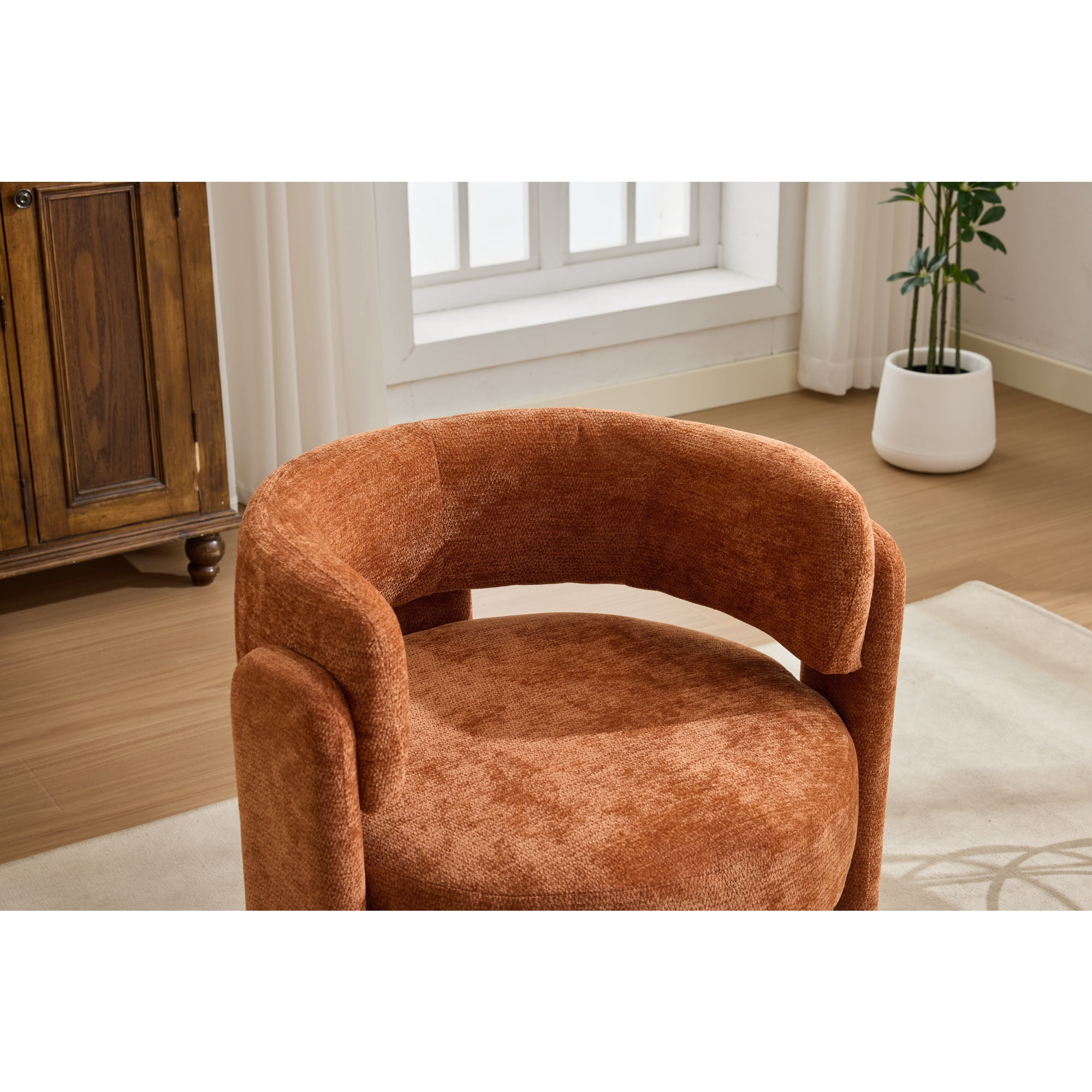 Accent Chair, Armchair, Boucle Chair&nbsp;Modern Upholstered Fabric Accent Armchair, Comfortable Leisure Single Sofa Chair for Living Room, Bedroom, Office, Orange