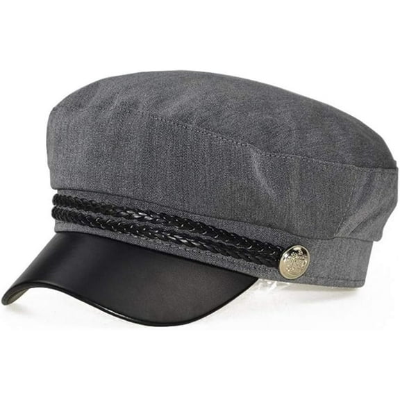 Retro England Style Ladies Womens Girls Beret Baker Boy Peaked Cap Military Hat (Grey)