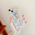 thumbnail image 2 of Compatible with iPhone 14 Plus Case for Women Girls, Glitter Golden Pink Yellow Blue Butterflies Pattern, Slim Hard Panel Clear Protective Phone Case Cover for iPhone 14Plus (Purple Butterfly), 2 of 14