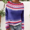 thumbnail image 2 of Women's Fair Isle Sweater Norwegian Sweater Women Fall Sweaters Winter Sweaters Sweaters for Women Trendy Retro Sweaters Cute Sweaters Vintage Sweater Oversized Sweaters Pullover Sweaters, 2 of 4