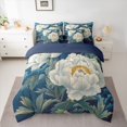 thumbnail image 3 of Feelyou Blue White Flower Twin Bedding Sets 7-Piece, Rustic Plant Botanical Bedding Comforter Set, Mandala Boho Style Reversible Sheet Sets, Ultra Soft Bedroom Decor, 3 of 8