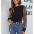 thumbnail image 1 of Blusa de malla de manga larga Blusa de manga larga Tops Moda elegante Slim Fit Falbala Blusa de manga larga de malla ANGGREK Otros, 1 of 6