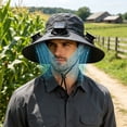 thumbnail image 3 of WKSCLPAI Wide Brim Solar Fan Hat with 3 Cooling Fans, Summer Fisherman Cap, Dual-Power Solar & USB Charging, Outdoor Cooling Hat Unisex for Men, Women, Dark Gray, Style A, 3 of 7