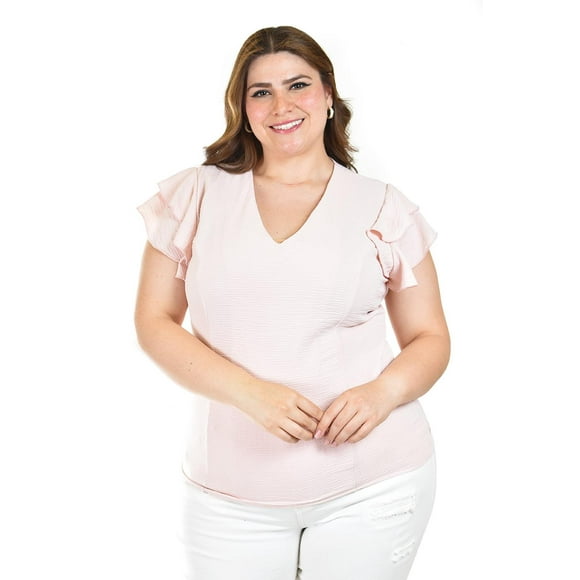 Blusa con volantes Roman Fashion / Tallas Extras, 1891 (Rosa) rosa 42