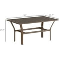 thumbnail image 3 of Outdoor Coffee Table, All-Weather Rectangle Metal Patio Coffee Table with Slatted Tabletop for Outside, Patio, Garden, Balcony, Backyard, Brown, 3 of 9