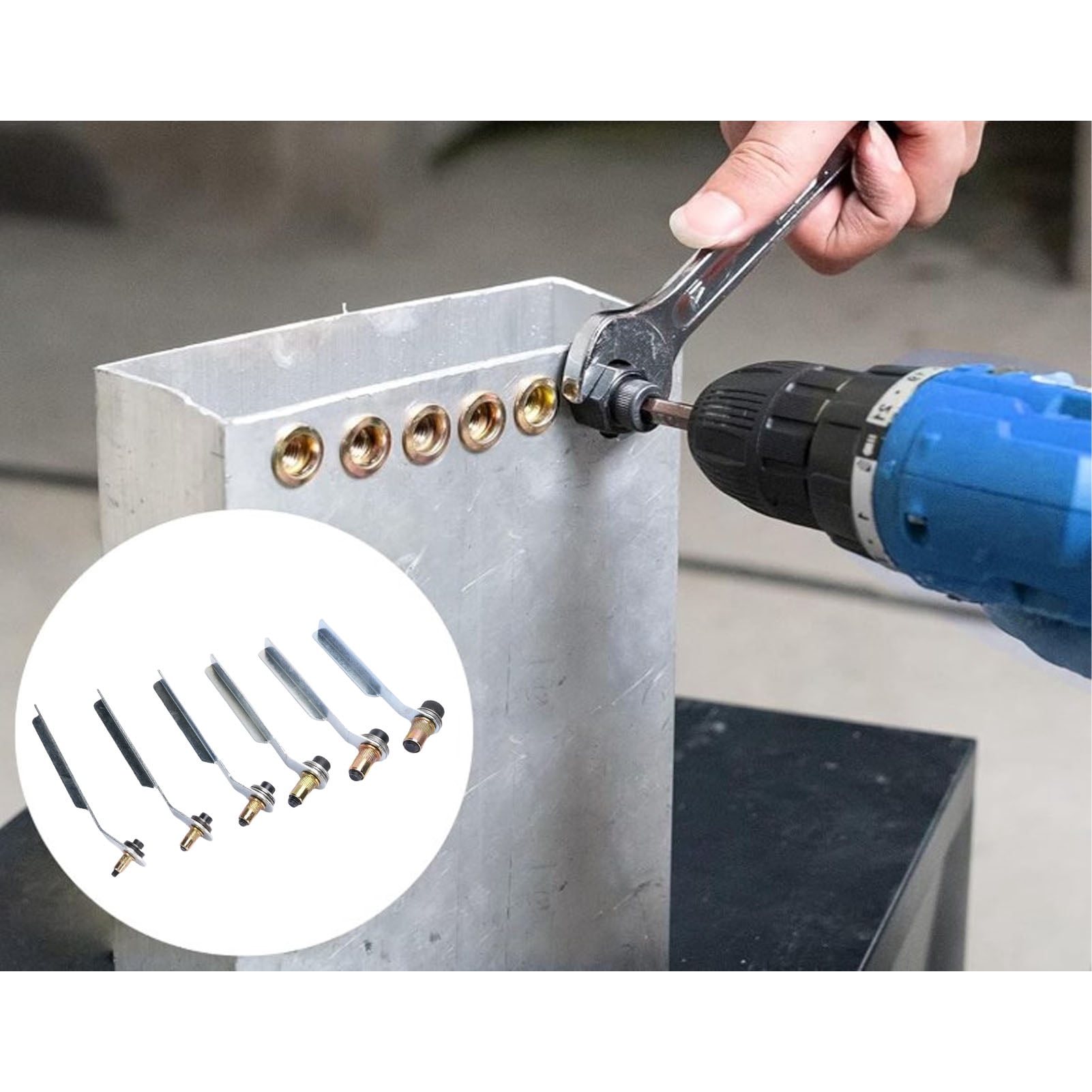 Suodoka Multifunctional Portable Manual Rivet Nut Pulling Tool Kit, M4 M5 M6 M8 M10 M12 Carbon Steel Mandrels, Labor Saving Hand Riveter Gun for Industrial and Home DIY, 6.69 in / 17 cm