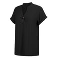 thumbnail image 4 of LIZUOJUNF Blouses for Women Round Neck Short Sleeve Blouses Casual Loose Flowy Summer Tops Going Out Shirts with Button Details, 4 of 9