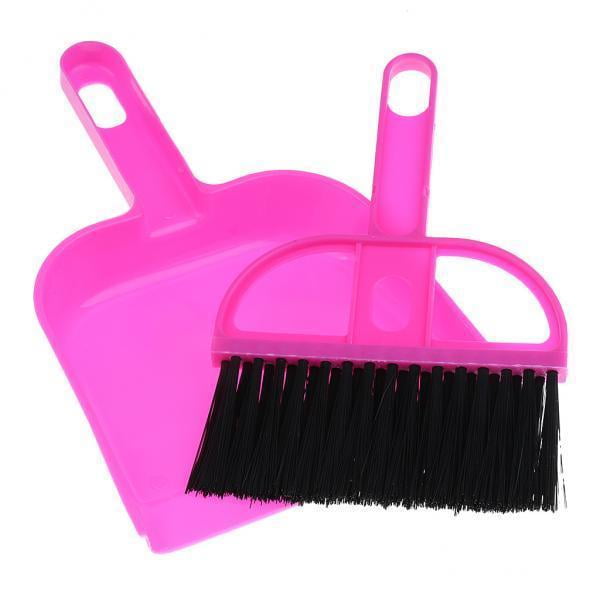 Rongfmy 4xMini Desktop Sweep Brush Small Broom Dustpan Set Cleaning Tools Rose Red 4 Pcs