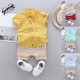 thumbnail image 2 of YUEHUA Little Boys Outfits Casual Reinforced Stitching Colorful Dinosaur Loose Casual Drawstring Waist Shorts 2 Pieces Kid Summer Outfits Set, 2 of 3