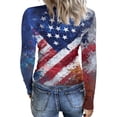 thumbnail image 5 of Sewkxo Tee Shirt Women Trendy 250th Anniversary American Independence Day Printed Crewneck Pullover Top Spring Summer Plus Size Casual Long Sleeve Tops,Royal Blue L, 5 of 6
