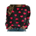 thumbnail image 1 of PENGXIANG Femmes Chemises Casual Col Rond Manches Longues Pull Tops Mode Amour Coeur Graphique Sweatshirt, 1 of 4