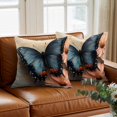 thumbnail image 3 of Spring Flower Butterfly Throw Pillow Cover Retro Idyllic Wood Grain Cotton Linen Cushion Cover Throw Pillow Case with Invisible Zipper for Couch Sofa Bed Chair Car 18x18 Inch, 3 of 14