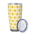 thumbnail image 2 of Fotbe yellow argyle Pattern 20 oz Tumbler Stainless Steel Vacuum Insulated Coffee Ice Cup Double Wall Travel Flask Leak-proof Coffee Cup-Without Straw, 2 of 8