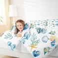 thumbnail image 3 of Manfei Fish Coral Seashell Starfish Twin Comforter Sets for Kids Boys and Girls, Watercolor Marine Life Bedding Set, Stars Reversible 2-Piece, 1 Comforter and 1 Pillowcase, 3 of 6