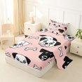 thumbnail image 2 of Homewish Cartoon Dog Twin Sheets,Kawaii Bone Bedding,Pink,3-Piece,1 Fitted Sheet and 1 Pillowcase, 2 of 6