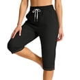 thumbnail image 5 of SBYOJLPB Women's Capris Pants Elastic Waist Drawstring Loose Casual Cropped Trousers with Pockets, 5 of 9