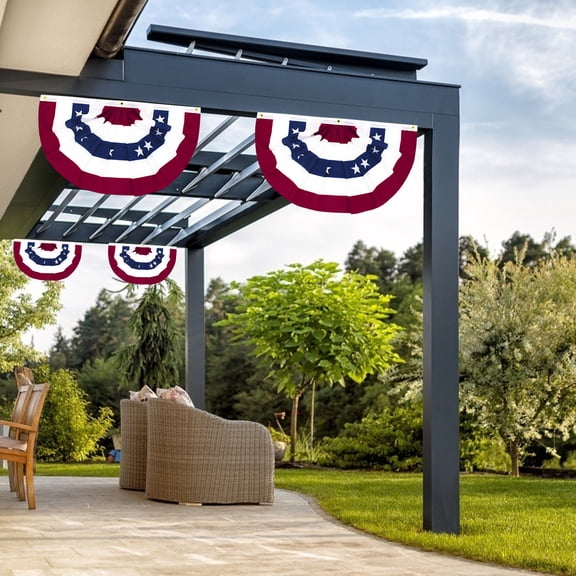 Patriotic Half Fan Flag - Memorial Day & 4th of July Decor, Political Rally Party Supplies, Fade-Resistant Polyester with Brass Grommets, Indoor Outdoor Hanging Display
