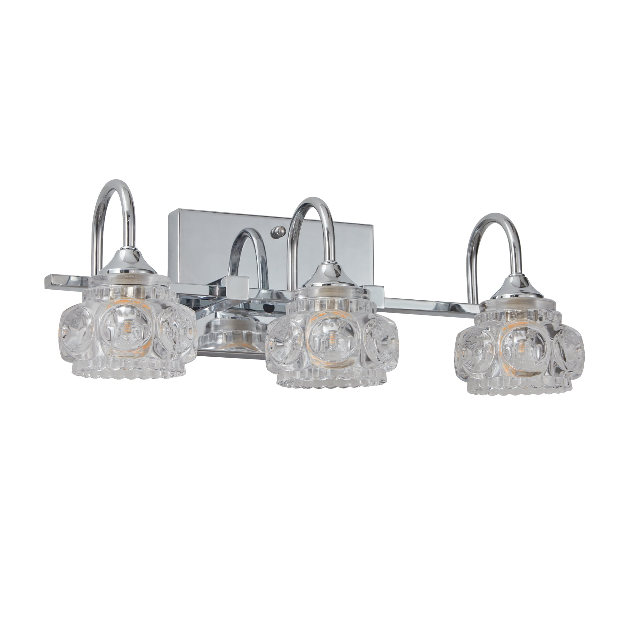 17" Nickel Finish Vintage Crystal Vanity Light - Elegant 3-Light Bathroom Mirror Fixture with Clear Glass Shades (No Bulbs)