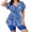 Sky Blue, variant on Plus Size Women's Printed One Piece Swimsuit, V Neck Short Sleeve & High Waist Boyshort Bottom, Tummy Control Bathing Suit for Swimming