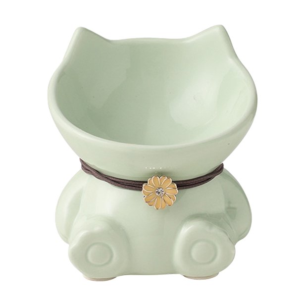 Cuenco de comida para gatos de cerámica para mascotas, cuenco para perros con boca oblicua, cuenco de agua, protección alta para los pies, vértebra cervical MFZFUKR CPB-DE-SSW2415-7