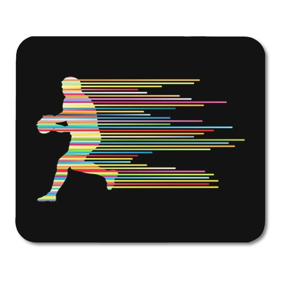 POGLIP Field Rugby Player Man Silhouette Made of Stripes Ball Force Teamwork Action Athlete Mousepad Mouse Pad Mouse Mat 9x10 inch