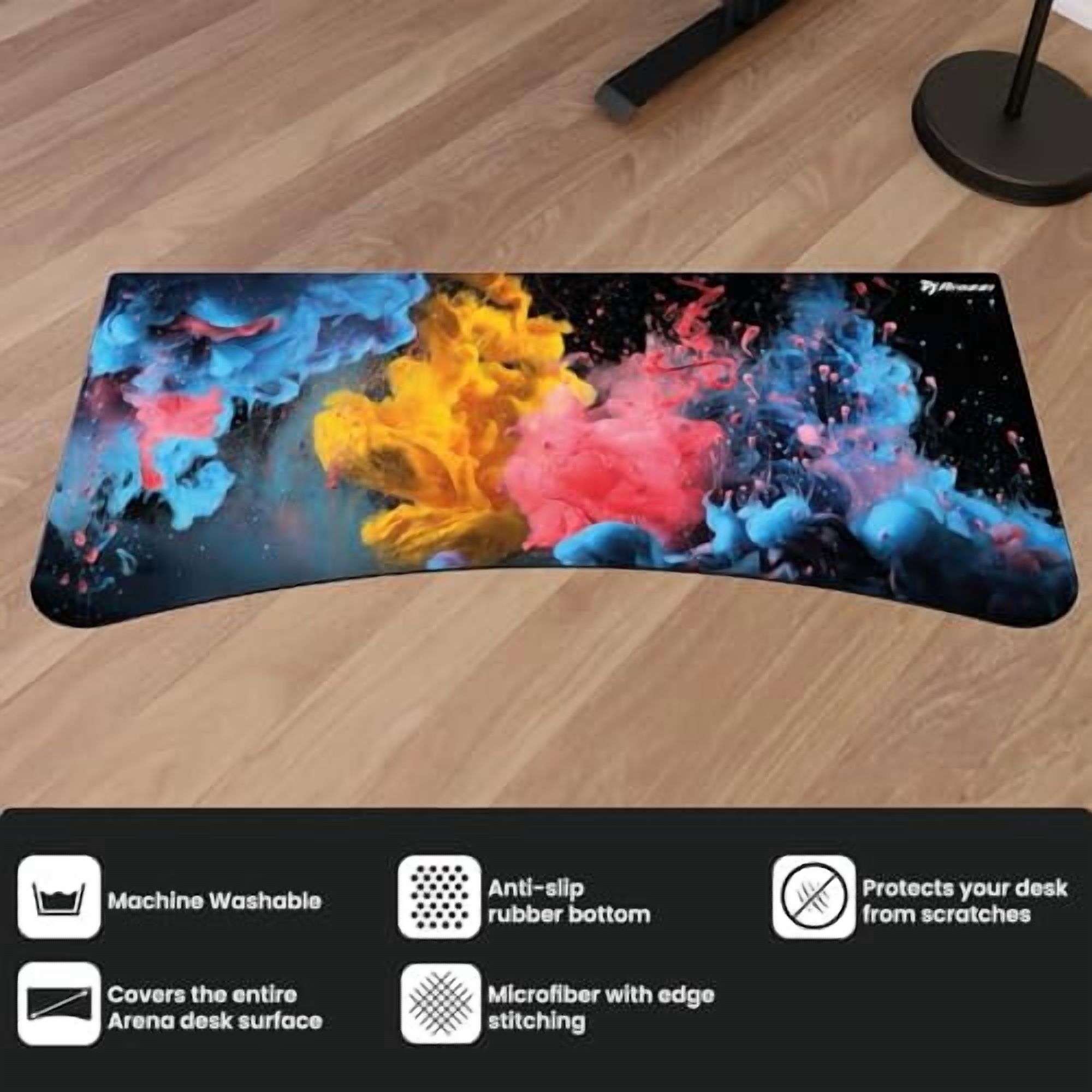 Arozzi Arena Gaming Desk Mat, Full Surface Custom Desk Pad, Interchangeable, Water Resistant & Washable Computer Desk Mouse Pad with Stitched Edges (D017)