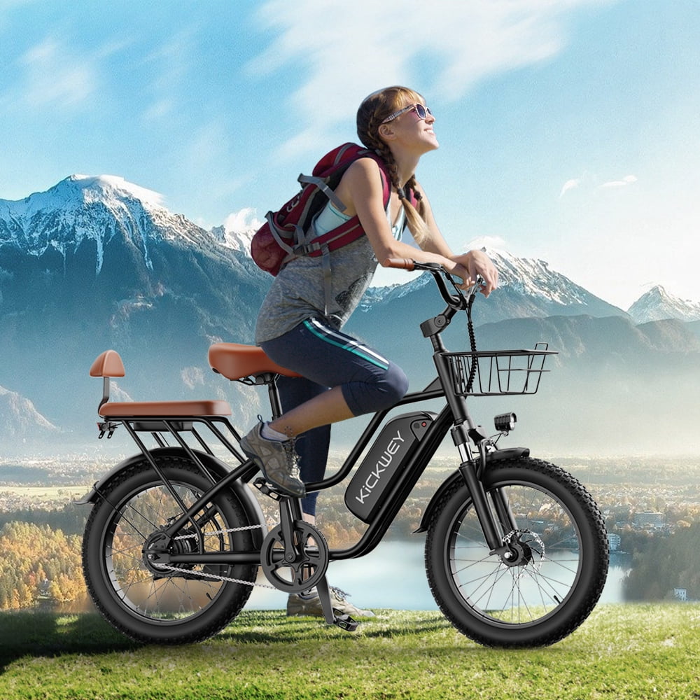 Kickwey LD20, Dual 2 Seater Electric Bike, 20'' Fat Tire 1500W Peak eBike, Max 50Miles 32MPH City Commuter Bicycle, 48V 20AH (960WH) Removable Battery