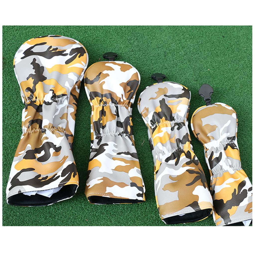 funtasica 4x Golf Wood Woods Driver Headcover Sleeves Guard W/ No.Tag Golfer - Yellow, 37cm