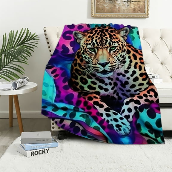 JEUXUS Leopard Blanket, Cozy Flannel Throw Blanket Gifts for Women Fuzzy Comfy Warm Super Soft Fluffy Plush Cheetah Blankets for Bed Sofa Travel 50"×60" (Multicolor Leopard, )