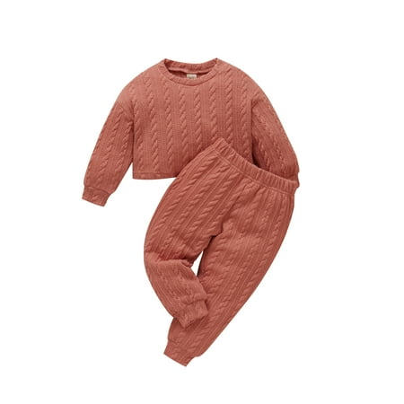 

Sunisery 2Pcs Infant Toddler Baby Girl Boy Long Sleeve Knitted Pullover Sweatshirt Tops Pants Fall Winter Clothes Pink 2-3 Years