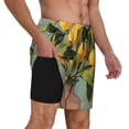 thumbnail image 2 of Balery Retro Warm Lemon Flower Bañador para hombre, shorts de playa de secado rápido con entrepierna y forro de compresión-X-Large, 2 of 6