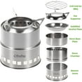 thumbnail image 2 of Camping Stove, Camp Stove Wood Burning Stove Stainless Steel Stoves Mini Portable Stove for Camping Picnic BBQ Backpacking Hiking Survival Emergency Cooking Outdoor with Grill Grid Carry Bag, 2 of 9
