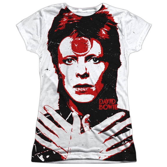 David Bowie Piercing Gaze Junior Women's Sublimated Crew T-Shirt White