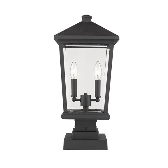 Z-Lite Beacon 2 Light 22" Glass Aluminum Outdoor Mounted Lamp Pier in Black