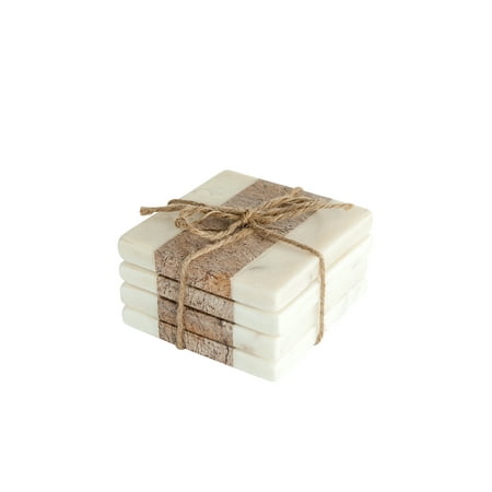 

Creative Co-Op Square Marble Coasters with Jute String (Set of 4 Pieces)