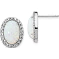 thumbnail image 1 of Sterling Silver Cheryl M Rh-P Cz Created Opal Oval Post Earrings (15 X 12) Made In China qcm1000, 1 of 5