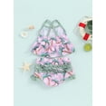 thumbnail image 5 of FEORJGP Kids Girls Summer Bikini Swimwear Toddler 2 Piece Swimsuits Camisole Tropical Tree Print Vest Cropped Tops Shorts Infant Cute Bathing Suits Beachwear, 5 of 9