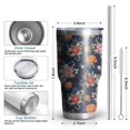 thumbnail image 3 of 30oz Pioneer Flower Floral Print Pattern Tumbler, Double Wall Vacuum Insulated Cup, BPA-Free Leak Proof Lid & Reusable Straws, Hot 12h, Cold 34h, 3 of 6